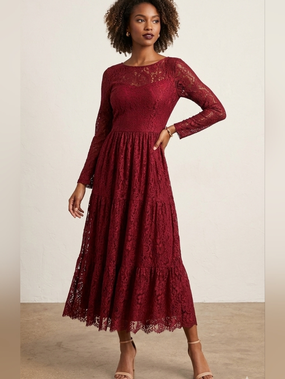 BHLDN Sachin & Babi Ynez Lace Holiday Midi Dress Size 8